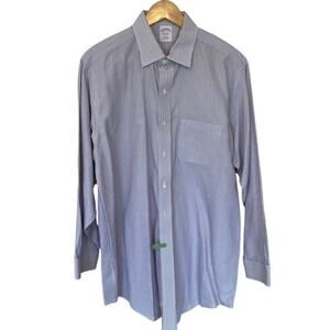 Brooks Brothers Traditional Fit White, Red and Blue Striped Dress shirt -  17-33